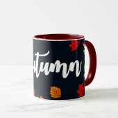 Vallende herfstbladeren rood Sinaasappel geel Mok (Voorkant rechts)