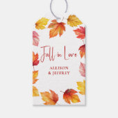 Vallende Herfstbladeren Trouwfeest Verliefd Cadeaulabel (Voorkant)