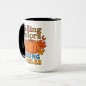 Vallende kleuren Rising Smiles Herfst Quote Mok (Voorkant links)