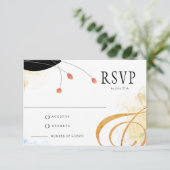 Vallende melodie Poetische Waterverf Bloemen RSVP Kaartje (Staand voorkant)