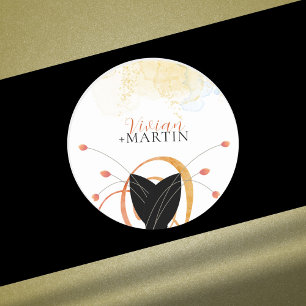Vallende melodie Poëtische waterverf huwelijksstic Ronde Sticker