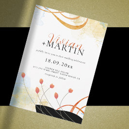 Vallende Melody Poetische Waterverf Bloemenbruilof Kaart