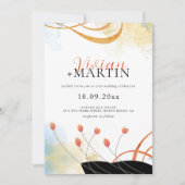 Vallende Melody Poetische Waterverf Bloemenbruilof Kaart (Voorkant)