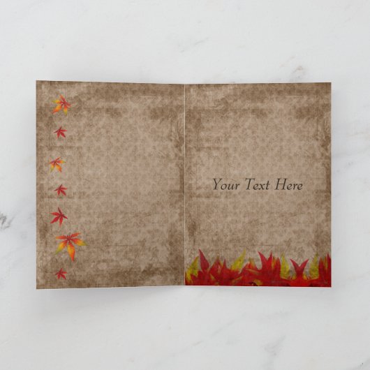 vallende paarse bladeren bruiloft Dank je wel Bedankkaart (Binnen)