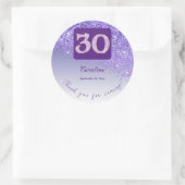 Vallende Paarse Glitter, 30ste verjaardag Bedankt Ronde Sticker (Tas)