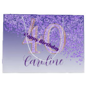  vallende Paarse glitter 40e verjaardag Groot Cadeauzakje (Achterkant)