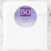 Vallende Paarse glitter, 50ste verjaardag Bedankt Ronde Sticker (Tas)