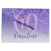  vallende Paarse glitter 60e verjaardag Groot Cadeauzakje (Achterkant)