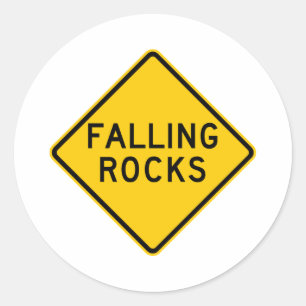 Vallende Rocks Zone Snelweg teken Ronde Sticker