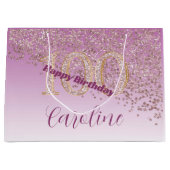  Vallende Roos Gouden Glitter 100e Verjaardag Groot Cadeauzakje (Voorkant)