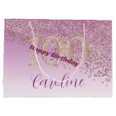  Vallende Roos Gouden Glitter 100e Verjaardag Groot Cadeauzakje (Achterkant)