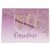  Vallende Roos Gouden Glitter 40e Verjaardag Groot Cadeauzakje (Voorkant)