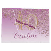  Vallende Roos Gouden Glitter 40e Verjaardag Groot Cadeauzakje (Achterkant)