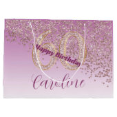  Vallende Roos Gouden Glitter 60e Verjaardag Groot Cadeauzakje (Achterkant)