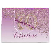  Vallende Roos Gouden Glitter 70e Verjaardag Groot Cadeauzakje (Voorkant)