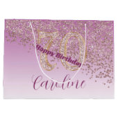  Vallende Roos Gouden Glitter 70e Verjaardag Groot Cadeauzakje (Achterkant)