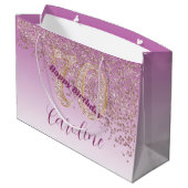  Vallende Roos Gouden Glitter 70e Verjaardag Groot Cadeauzakje (Achterkant Gekanteld)