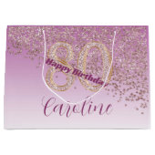  Vallende Roos Gouden Glitter 80ste Verjaardag Groot Cadeauzakje (Voorkant)