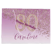  Vallende Roos Gouden Glitter 80ste Verjaardag Groot Cadeauzakje (Achterkant)