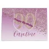  Vallende Roos Gouden Glitter 90ste Verjaardag Groot Cadeauzakje (Voorkant)