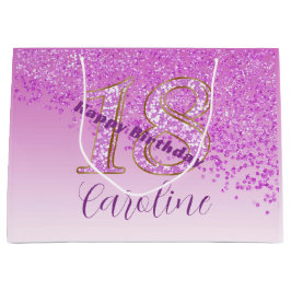  Vallende Roze Glitter 18e Verjaardag Groot Cadeauzakje