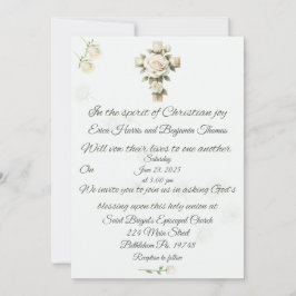 Vallende Rozen Cross Christelijke bruiloft uitnodi Kaart