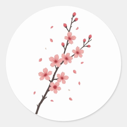 Vallende Sakura bloesems Ronde Sticker (Voorkant)