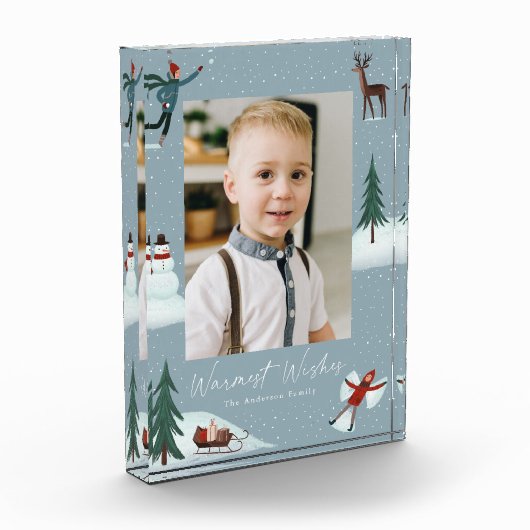 Vallende sneeuw grillige kerst fotoblokken (Links)