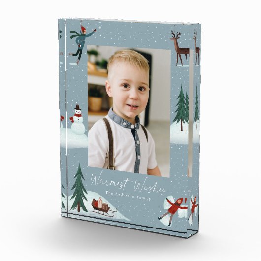 Vallende sneeuw grillige kerst fotoblokken (Rechts)