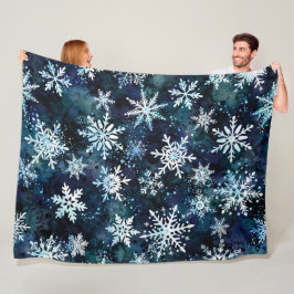 Vallende sneeuwvlokken diepblauwe magische wintera fleece deken