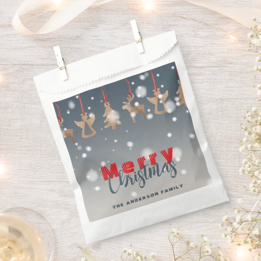 Vallende sneeuwvlokken en houten Ornamenten Kerst Bedankzakje (Geknipt)