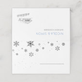 Vallende sneeuwvlokken Moderne Ski Winter Wedding Plaatskaartje (Buitenkant ongevouwen)