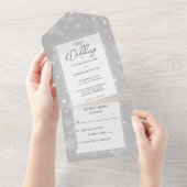 Vallende sneeuwvlokken op grijs all in one uitnodiging (Afscheurbaar)