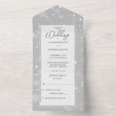 Vallende sneeuwvlokken op grijs all in one uitnodiging (Binnen)