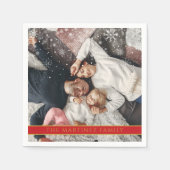 Vallende sneeuwvlokken Persoonlijke Foto Naam Servet (Voorkant)