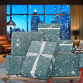 Vallende Sneeuwvlokken Winter Blauwe Spruce Sky Cadeaupapier