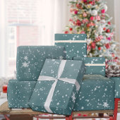 Vallende Sneeuwvlokken Winter Blauwe Spruce Sky Cadeaupapier