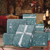 Vallende Sneeuwvlokken Winter Blauwe Spruce Sky Cadeaupapier