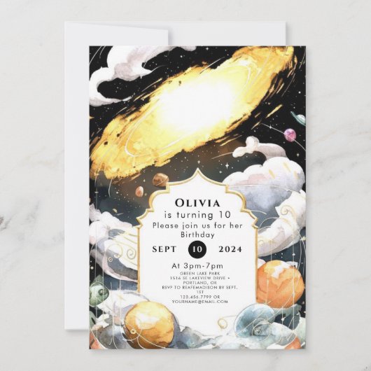 Vallende sterren aangepaste ruimte verjaardag kaart (Voorkant)