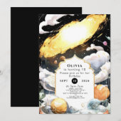 Vallende sterren aangepaste ruimte verjaardag kaart (Voorkant / Achterkant)