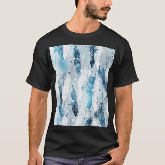 Vallende veren: Blauwe Waterverf Naadloos T-shirt