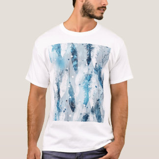 Vallende veren: Blauwe Waterverf Naadloos T-shirt