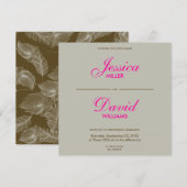 Vallende veren in chocolade / taupe moderne bruilo kaart (Voorkant / Achterkant)