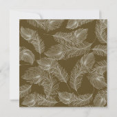 Vallende veren in chocolade / taupe moderne bruilo kaart (Achterkant)