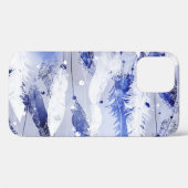 Vallende veren: waterverf blauw. Case-Mate iPhone case (Achterkant (horizontaal))