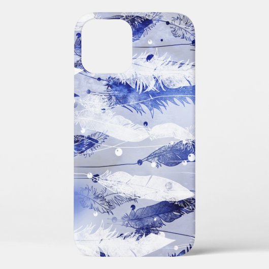 Vallende veren: waterverf blauw. Case-Mate iPhone case (Achterkant)
