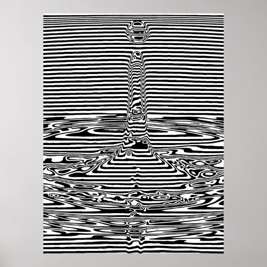 Vallende waterdruppels in Ocean OP Art  Poster (Voorkant)