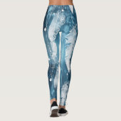 Vallende witte veren, blauwe waterverf. leggings (Achterkant)