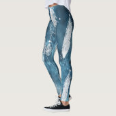Vallende witte veren, blauwe waterverf. leggings (Links)