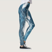 Vallende witte veren, blauwe waterverf. leggings (Rechts)